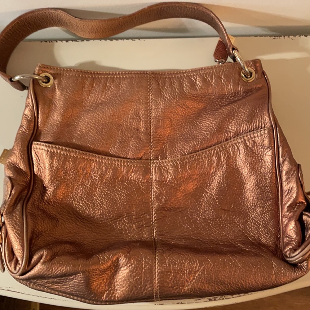 Authentic Michael Kors Metallic Copper Soft Leather Shoulder Bag Purse - Picture 2 of 15